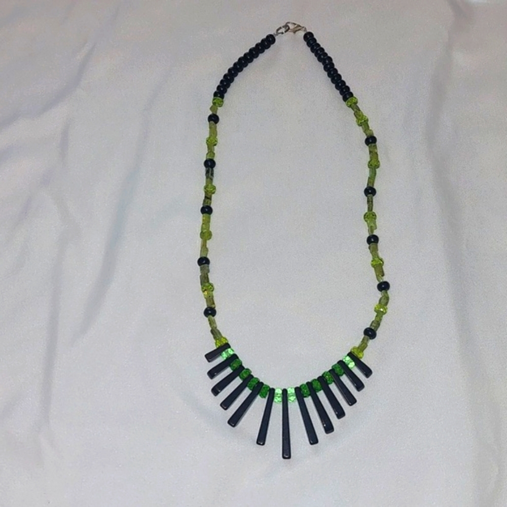 Apatite chips,Crystal, and Glass Beads.Handmade .Artisan